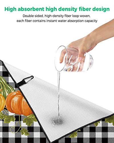 Golf Towels For Golf Bags With Clip, Funny Microfiber Waffle Pattern Golf Towel, Country Farmhouse Harvest Pumpkin Black White Buffalo Check Golf Accessories For Men And Women Gifts 24X16 Inch #TOP4