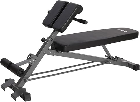 HolaHatha Adjustable Flat & Decline Bench, Weight Lifting and Training Equipment for Full Body Workout - Padded Seat and Dumbbell Storage
