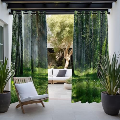 BESTORI Outdoor Curtains Waterproof Privacy Window Drapes with Tropical Beach