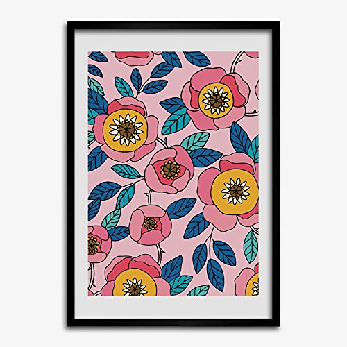Cadre MDF Tulup 50x70 cm avec peinture de fleurs colorées pour affiche et photo