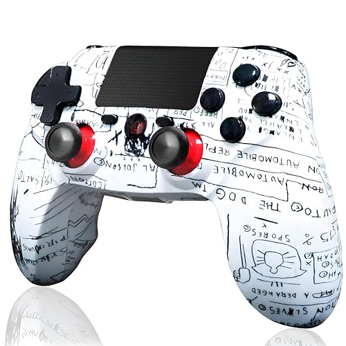 RCCBOOST Mando Inalámbrico para PS4, Mando para PS4 /Slim/Pro con Sensor Giroscópico de 6 Ejes, Joystick Gamepad con Vibración Dual - Micrófono de Audio - Pantalla Táctil - Batería 600mah (Graffiti)