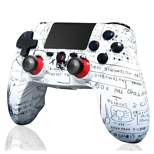 REKBOO Manette pour PS4 sans Fil, Manette de Jeu pour Ps4/PRO/SLIM/PC, Contrôleur pour P4 avec Dual Vibration, Gyroscope 6 Axes, Écran Tactile, Prise Audio, 600mAh Batterie (Graffiti)