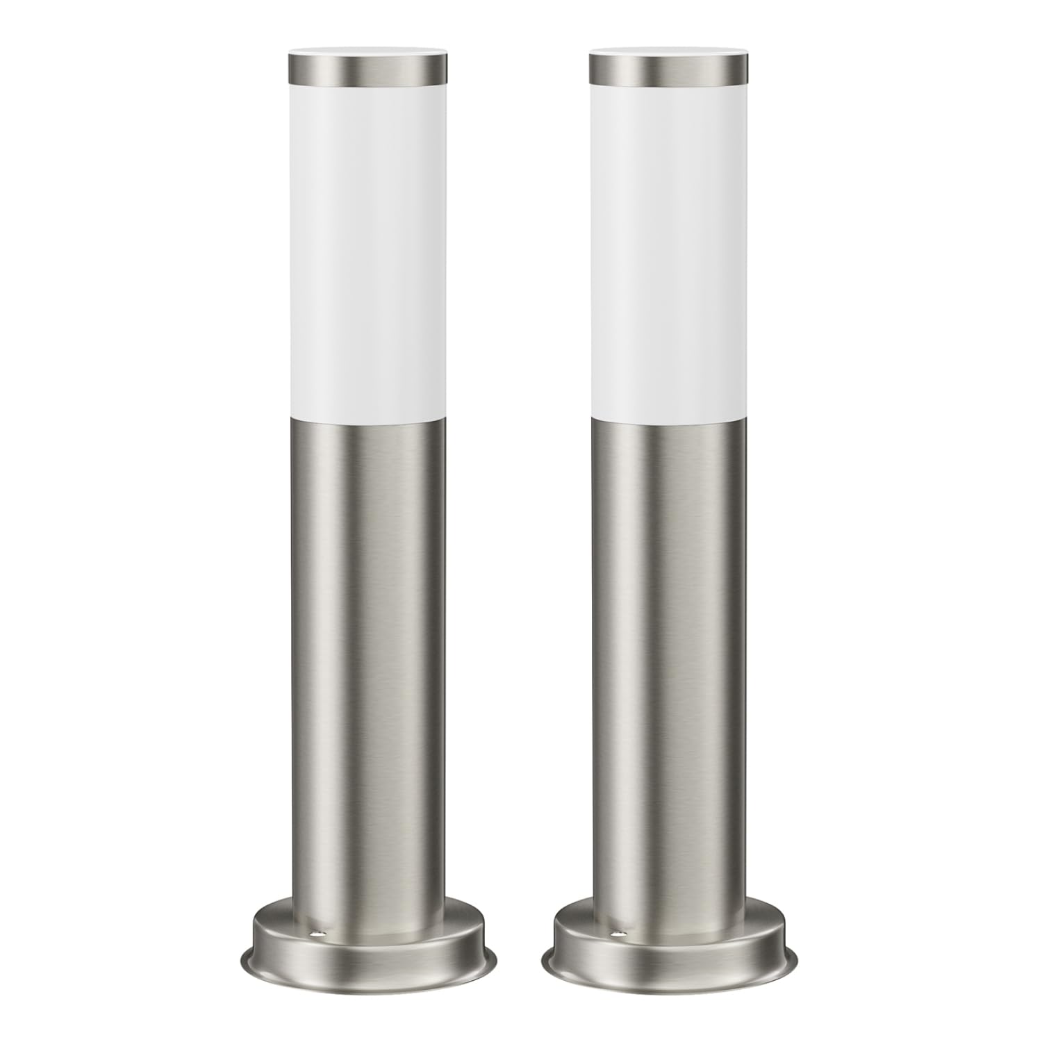 ledscom.de 2x Borne d'éclairage PORU pour l'extérieur, acier inoxydable, ronde, 38,5cm, incl. ampoule E27 max. 963lm blanc chaud 3 niveaux de gradation sans gradateur