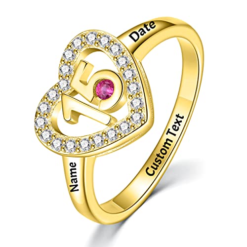 EBAT Sweet 16 Gifts for Girls Sixteen Daughter Ring 16th Birthday Decorations Jewelry Ideas Birthstone Rings Teen Teens Personalized Gift Women Engraved Custom Name Sterling Silver2