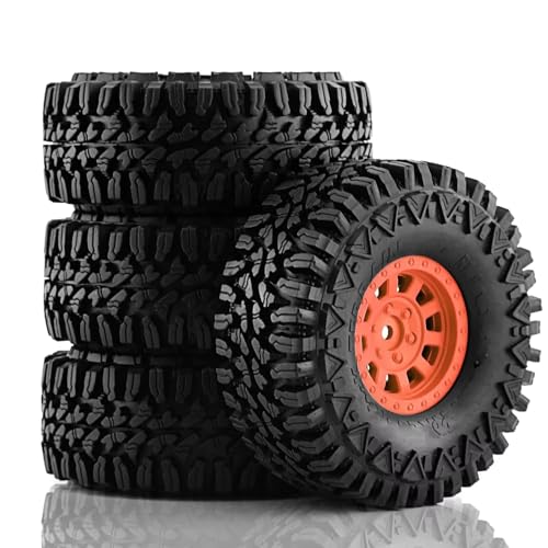 Pneus RC 1.9 anti-déjantage orange pour franchissement Traxxas TRX4 D90