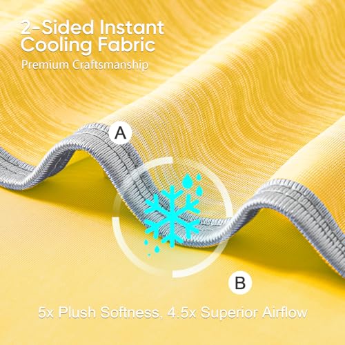 Image of KMUSET Cooling Blanket Queen Size (90 inchx90 inch), Double Sided Summer Cooling Blankets for Hot Sleepers & Night Sweats, Lightweight Blanket for Sofa Bed Couch, House Warming Gifts New Home Ginger Yellow