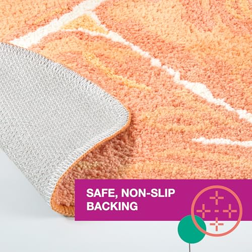 Tapis de bain orange absorbant antidérapant et lavable en machine 88cm