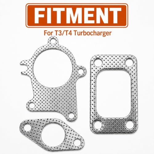 Image of PSLER 3Pcs Turbo Discharge Gasket Kit 38mm 5 Bolt Downpipe T3 T4 Turbo | Ensures secure downpipe sealing,Optimal exhaust flow,Design fits T3 /T4 turbos