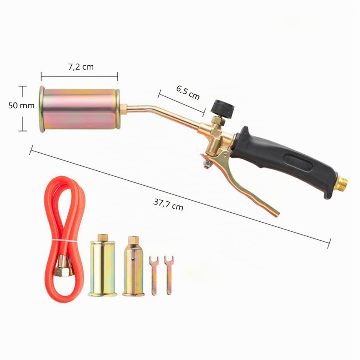 Kit de quemador de techo POFET con fuelle, soplete de couvreur de gas de brazo largo, quemador de malezas de llama de propano de 2 m de tubo, soplete de gas