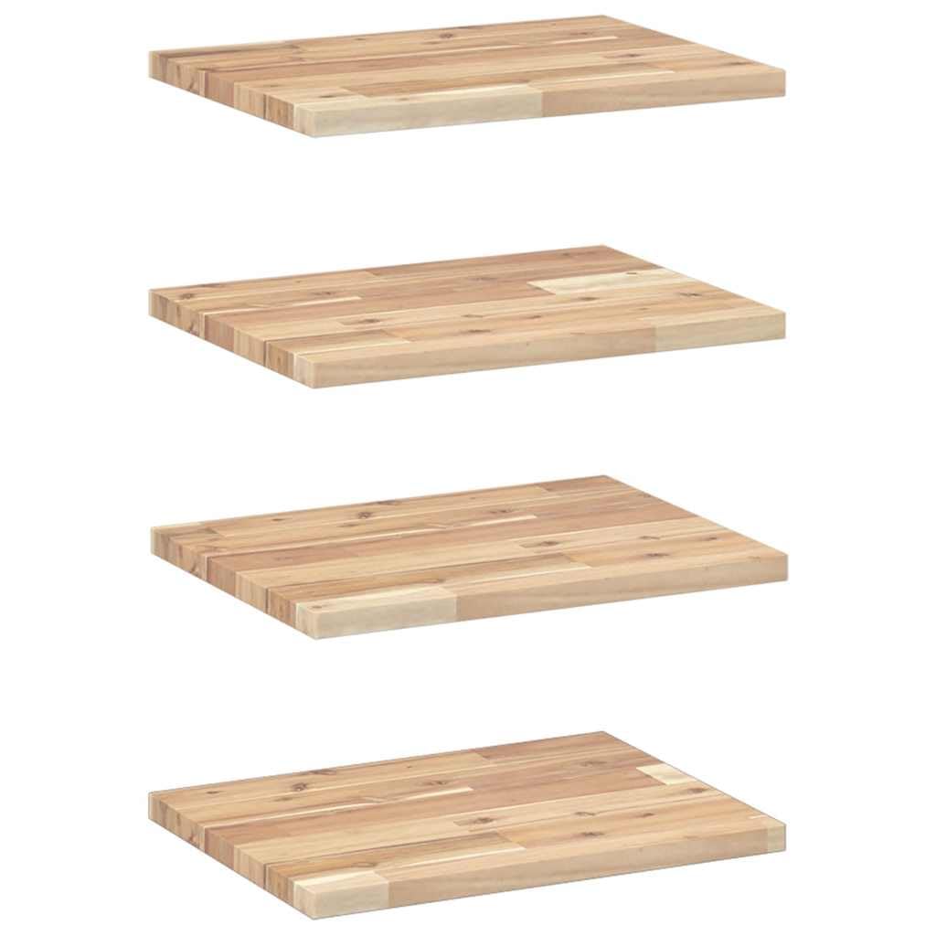 Pływające regały z drewna akacjowego 4 sztuki nieobrobione 40 x 30 x 2 cm na ścianę, praktyczne i dekoracyjne przechowywanie do kuchni, łazienki, salonu, sypialni, gabinetu, garażu,