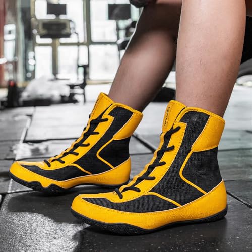 Image of Wrestling Boxing Boots Wide for Men Youth High Top Non-Slip | Comfortable Breathable Lightweight for Competition & Training