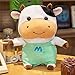 Heguowei 23/30/40 cm Belle Vache en Peluche Animaux poupée Jouets en Peluche Doux en Peluche Chinois Zodiaque bovins Jouets Cadeaux d'anniversaire Enfants Filles bébé Jouets Vert 23cm