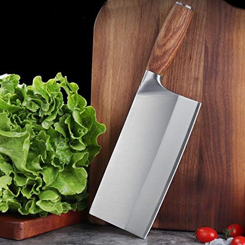 MAYiT Meat Cleaver Knife, Professional 7 inch Chinese Kitchen Knife German Steel Chef Knife Carbon Fiber Kitchen Cooking Knife Kitchen Meat Cleaver Pakkawood Handle