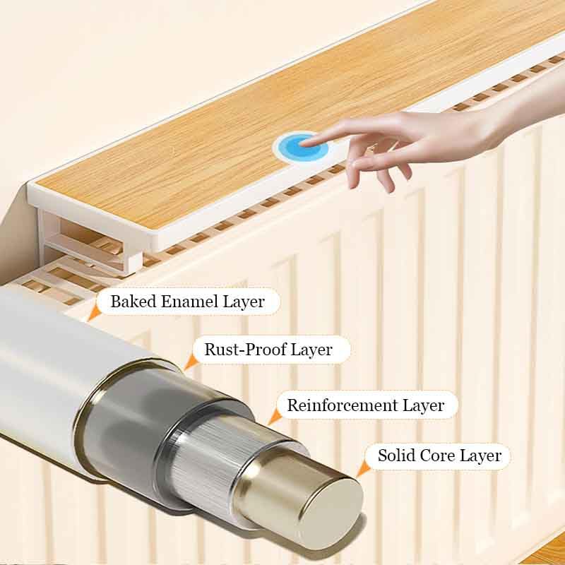 Cubierta de radiador blanca de 50 cm, estante moderno de aluminio para radiador, instalación sin taladro, soporte de 6 cm, a prueba de polvo y humo, para decoración del hogar y la oficina