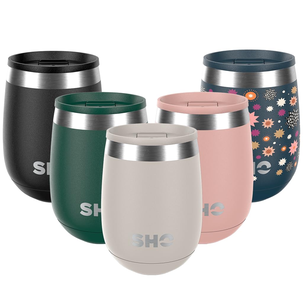SHO Pacto, Ultimate Insulated Stainless Steel Reusable Coffee Cup & Stemless Wine Tumbler, 4 Hours Hot, 8 Hours Cold, 360ml
