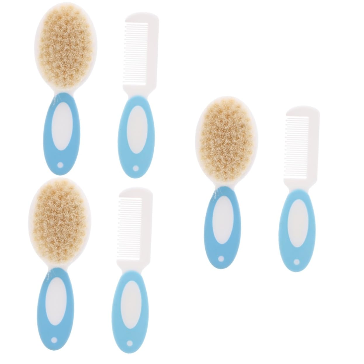 VICASKY 3sets Infant Hair Brush Set Toddler Hair Comb Natural Wool Comfortable Grip 2pcs*3