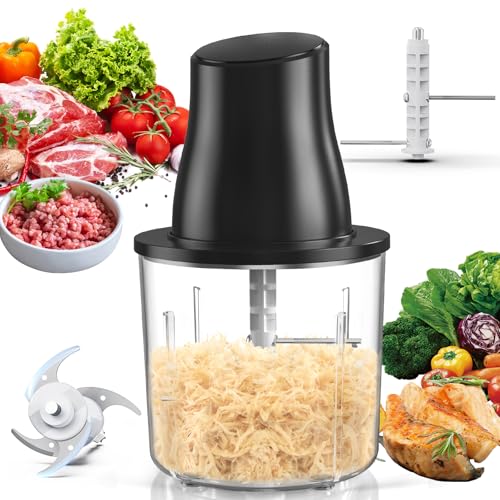 2-in-1 Electric Chicken Shredder & Meat Grinder, 250W Powerful Motor, Dual Blades for Shredding & Grinding, 1.5L BPA-Free Bowl, One-Touch Food Processor for Baby Food, Pet Meals, Fitness Meal Prep