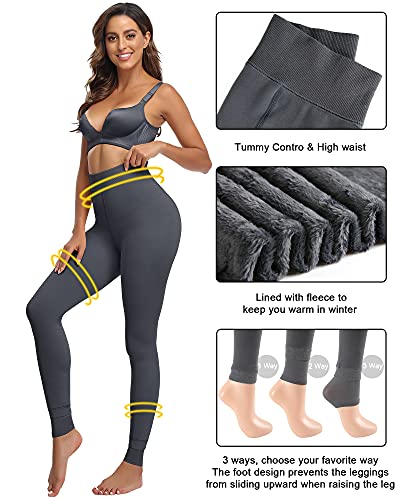 Image of CHRLEISURE Women's Fleece Lined Tights - Fake Sheer Warm Pantyhose Thick Winter Leggings