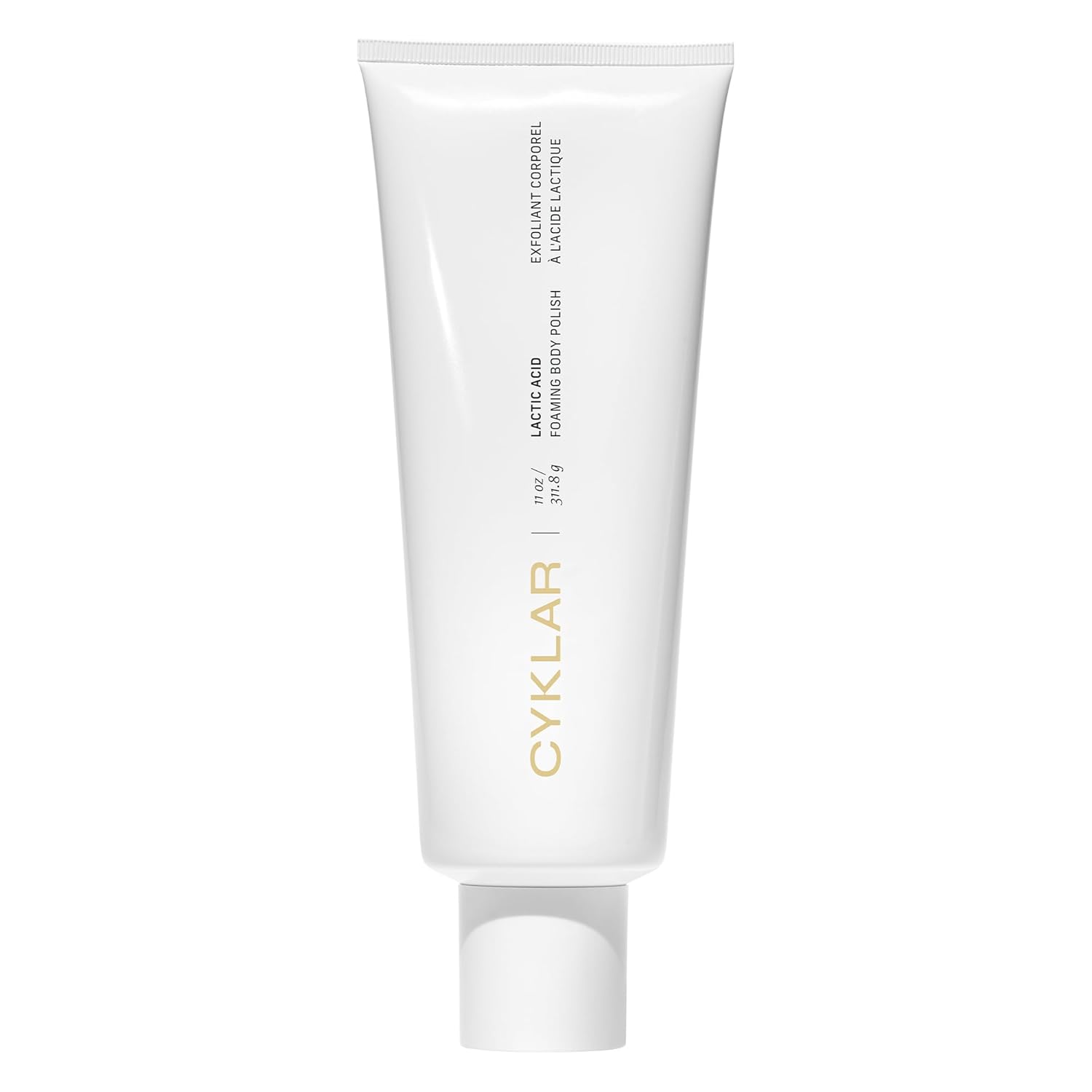 Cyklar Lactic Acid Foaming Body Polish – Exfoliating Body Wash with Chemical & Physical Smoothers – Includes Glycerin Hydration, Mandelic Acid & Volcanic Pumice. Fragrance-Free, 11 fl oz