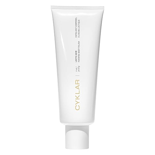 Cyklar Esmalte corporal espumoso de ácido láctico, gel de baño exfoliante con suavizadores químicos y físicos, incluye hidratación de glicerina,