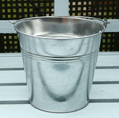 Spring life GALVANIZED ZINC TIN METAL BUCKET HERB FLOWER POTS PLANTER IN DIFFERENT SIZES (16cm with wire handle)