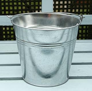 Spring life GALVANIZED ZINC TIN METAL BUCKET HERB FLOWER POTS PLANTER IN DIFFERENT SIZES (16cm with wire handle)