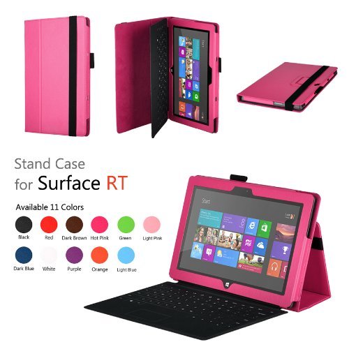 Elsse (TM) Premium Folio Case with Stand for Microsoft Surface Windows 8 RT (Does not fit Windows 8 Pro Version) - (Surface RT, Hot Pink)