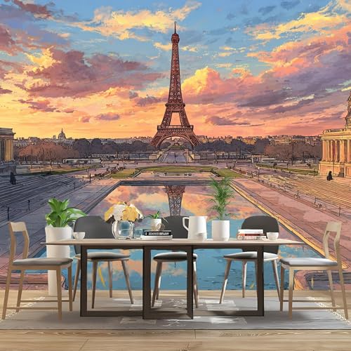 Paysage de la Tour Eiffel en papier peint photo 3D pour salon panoramique