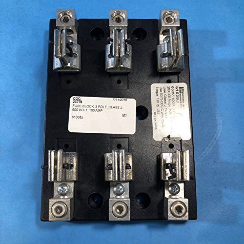 Mersen 20313 Class H and K Non-Spring Reinforced Fuse Block with Screw Connector, 10-14 Wire Range, 30 Ampere, 3 Pole