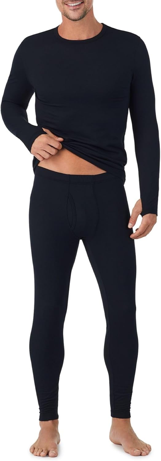 Cuddl Duds Mens Heavyweight Cold Weather Fleece Lined Thermal Set – Long Sleeve Shirt & Leggings – Lounge Sets for Men - Image 2