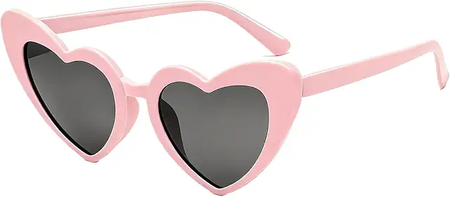 Pink Heart Sunglasses for Women - Vintage Party Glasses