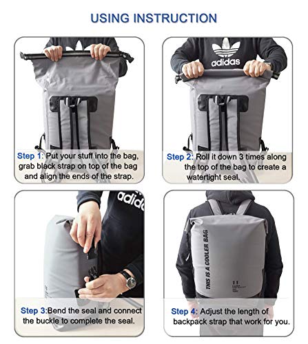 Yodo 20L Waterproof Dry Bag Roll Top Floating Insulated Cooler Backpack For Travel, Boating, Kayaking, Swimming, Fishing, Camping,Beach,Gray #TOP6