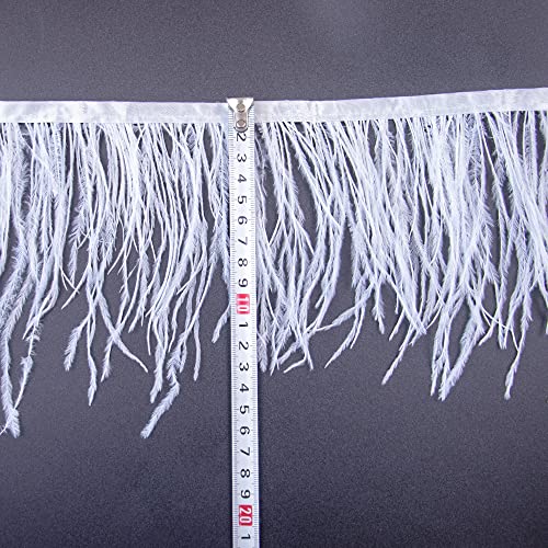 1 Yards 5-6Inch White Ostrich Feathers Trim Fringe For Diy Dress Sewing Crafts Costumes Decoration #TOP2
