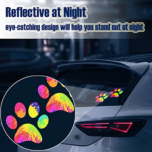 Image of 2 Pack 5.1 inch Rainbow Tie Dye Cat Dog Pawprint Reflective Vinyl Car Decals Stickers Van Trucks Women Men Motorcycle Laptop Decals Skateboard Bike Bumper Window