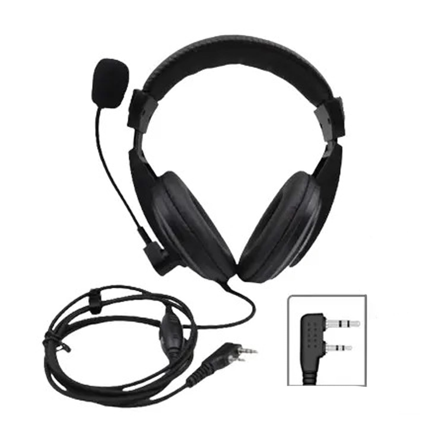 RENMAX PTT Headphone Wired with 2-Pin K Type Connector 2.5mm & 3.5mm Audio Jack Earphone with Microphone Handsfree Support Suitable for Models VU-5R, BF-88S etc (Pack of 1)