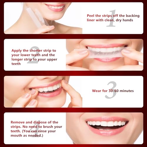 Image of Teeth Whitening Strips for Tooth White: Professional Dentist Formulated Teeth Whitener Enamel-Safe Non-Slip 28 Strips 14 Treatments