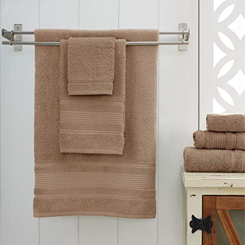 Qute Home 6-Piece Bath Towels Set, 100% Turkish Cotton Premium Quality Bathroom Towels, Soft And Absorbent Turkish Towels, Set Includes 2 Bath Towels, 2 Hand Towels And 2 Washcloths (Brown) #TOP2