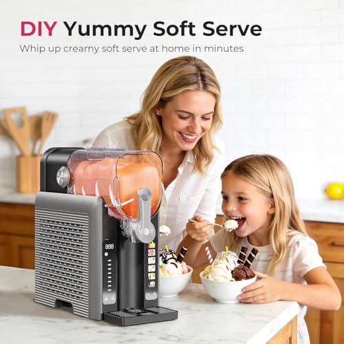 Image of Slushie Machine for Home, No Ice Needed Frozen Drink Maker with Auto-Clean, LED Display, Perfect for Margaritas, Frappes, Milkshakes and More, Family Gatherings & Home Bar, Grey, 1 Pack+6 Modes