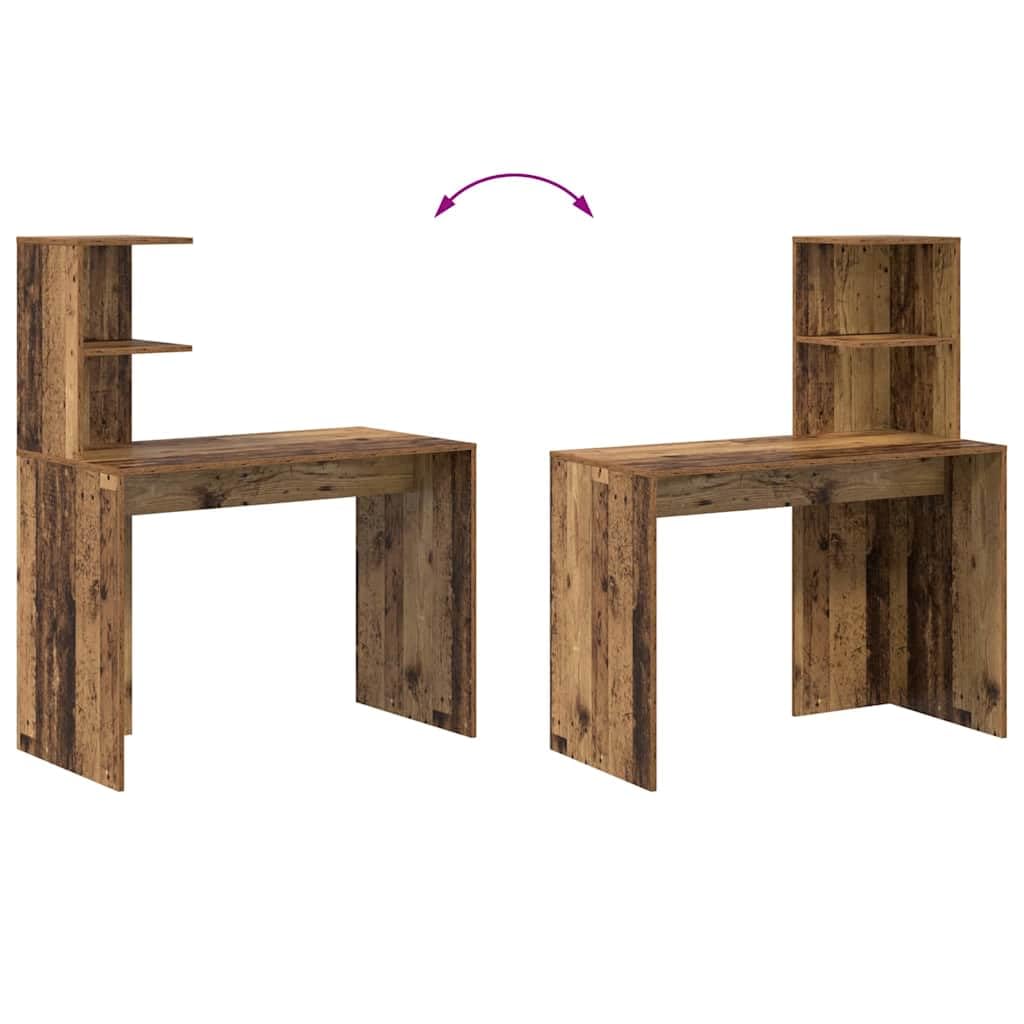 Generisch Schreibtisch mit Regal Altholz 102 x 50 x 124 cm Holzwerkstoff,Möbel,Büromöbel,Schreibtische-869360