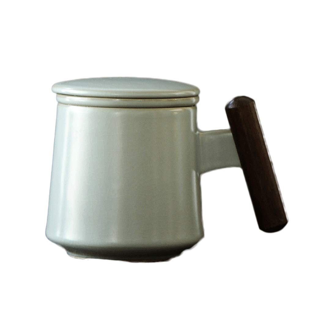 Kaffee-Becher Keramiktasse mit Deckel Tee und Wasser Trennkapazität Becher Camping wiederverwendbar und tragbarer Kaffeetasse for Büro und Haus 450ml (Color : A)