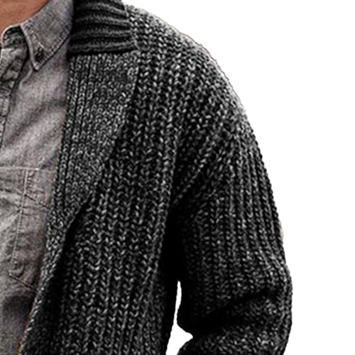 Men's Shawl Collar Open Front Sweater Button Down Cable Casual Sweater Cardigan Knitted Fall Winter Sweaters3