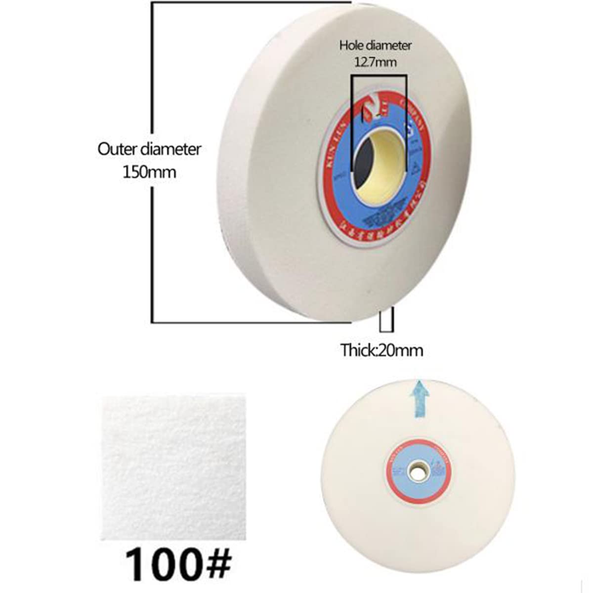 tarcze szlifierskie, 150 mm biała tarcza szlifierska korundowa, płaska z powłoką diamentową, adapter do tarczy szlifierskiej/80#(100#)