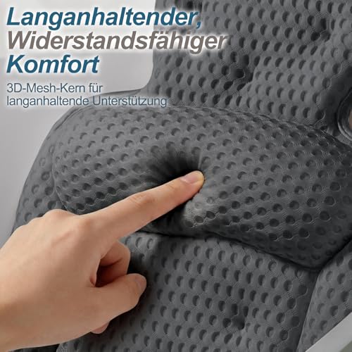 Badewannenkissen für die Wanne, Badewannenkissen für Kopf und Nacken mit weichem 3D-Mesh-Gewebe und 54 rutschfesten Saugnäpfen, entspannendes Wannen- und Duschzubehör Spa Geschenk Grau, Standard