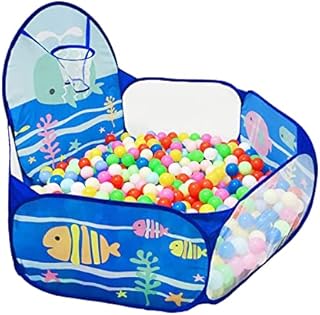 TTLOJ Kids Ball Pit - Lightweight Pop Up Children Play Tent, Toddler Ball Pool, Baby Crawl Playpen with Basketball Hoop and Zipper Storage Bag, Indoor and Outdoor - Balls Not Included, Ocean