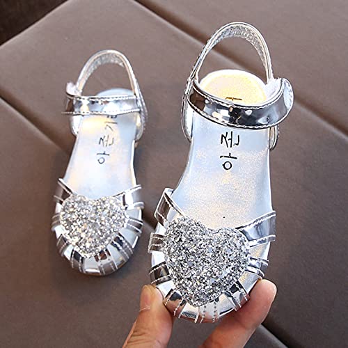Children Shoes Flat Soft Sole Single Shoes Fashion Princess Single Shoes Children Princess Girls Shoes Youth Size 3 (Silver, 1.5 Big Kids)2