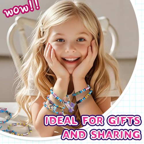 Image of PATPATDIY Sticker Rolls Bracelet for Girls 160Pcs Cartoon Stickers Included, DIY Sticker Bracelet Making Kit with Spacer Beads & Charms, Stickers Bracelet Making Kit, Children's Day Gift,Multi Color
