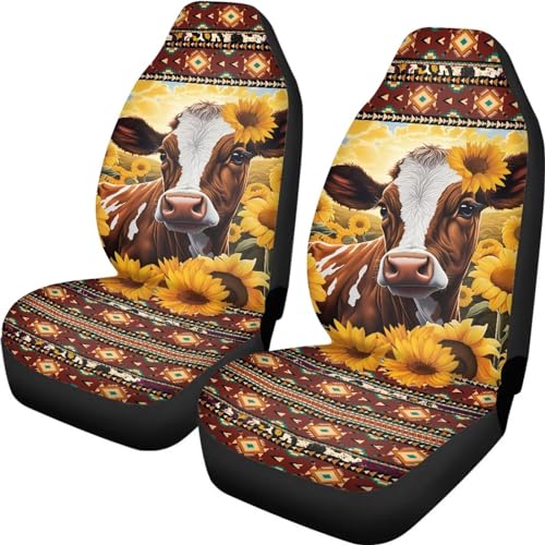 Couvre sieges auto universels style tribal et imprimé vache pour siège avant 52x138cm