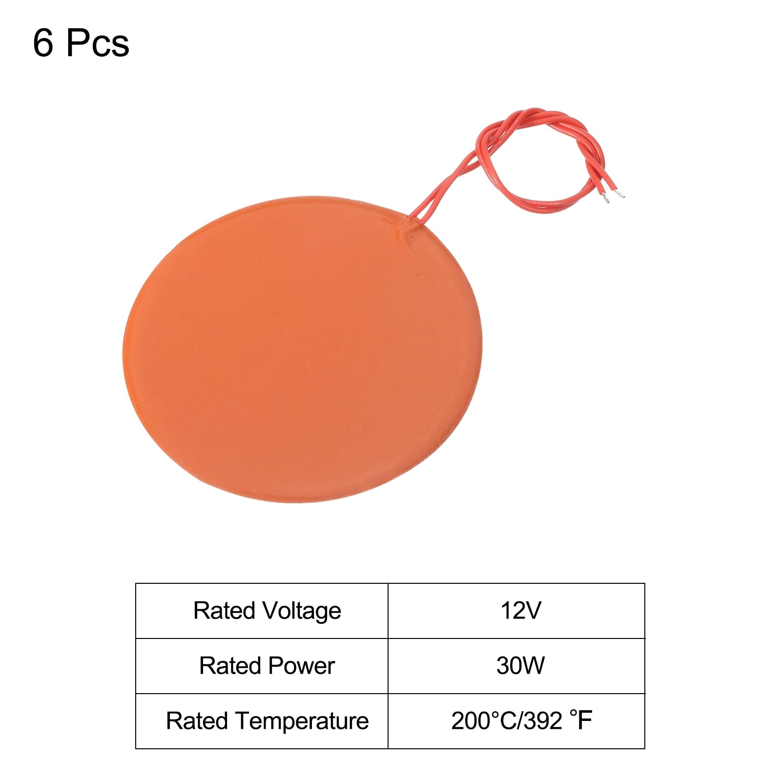 sourcing map Plaque Chauffante en Silicone, Film Chauffant de 12V 30W, Plaque Chauffante Flexible de 100mm pour Une Température Constante, Lot de 6