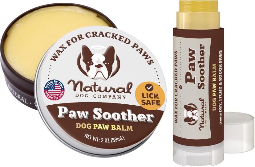 Image of Natural Dog Company Paw Soother Balm Bundle, (1) 2 oz. Tin & (1) Travel Stick, Dog Paw Cream and Lotion, Moisturizes & Soothes Irritated Paws & Elbows, Protects from Cracks & Wounds