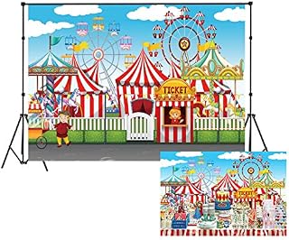 LB 7x5ft Circus Backdrop Vinyl Red Circus Tents Stratus Playground Carnival Backdrops